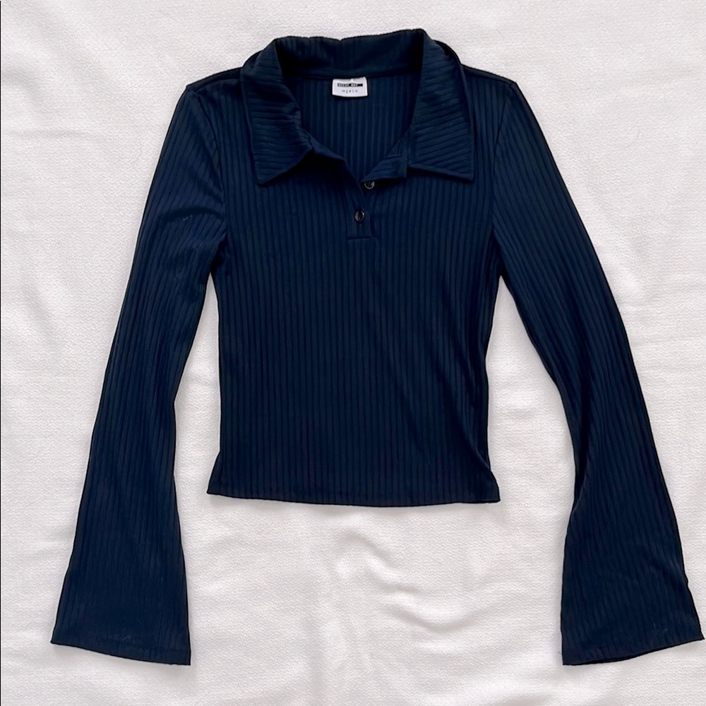 Noisy may Women's Navy Blue long bell sleeve Top small